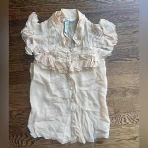 Diane Von Furstenberg silk ruffle blouse with pintucks